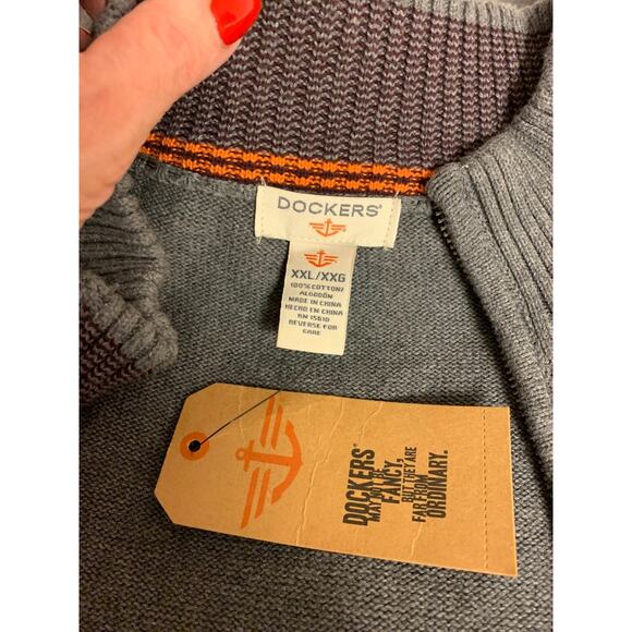 Dockers Sweater Men Size XXL Zip up Turtleneck University Preppy Grandpa Core - Picture 4 of 9